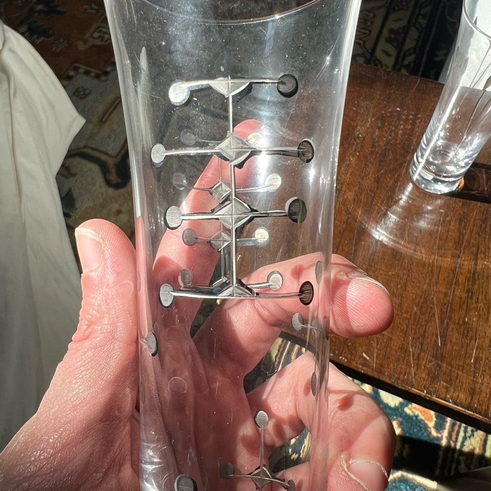 Vintage mid century modern etched and foiled cocktail glasses BONUS mcm glass​ - Picture 2 of 9